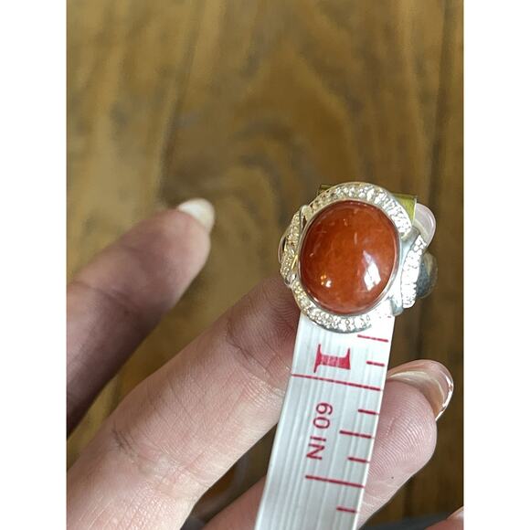 Vintage 925 Sterling Silver Carnelian Ring Size 7 - Picture 3 of 7
